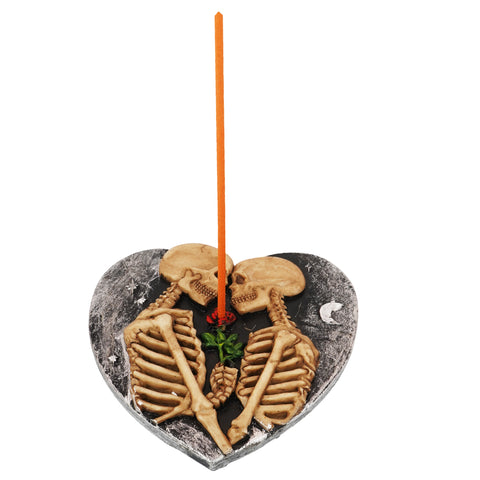 Skull Lovers Incense Burner – 5 Inch Hand-Painted Cold Cast Resin Holder for Stick