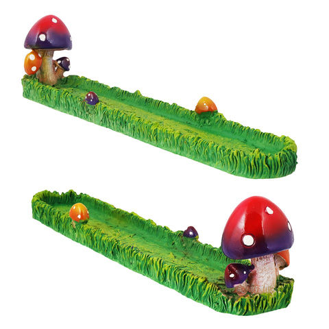 Mushroom-Shaped Incense Burner – 11 x 1.5 Inch Hand-Painted Resin Holder for Stick