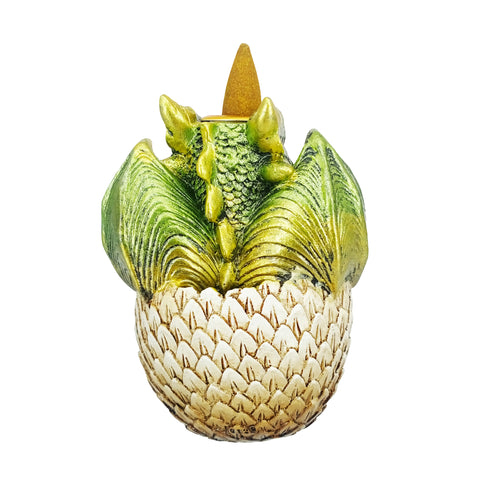 Green Dragon in Egg Backflow Incense Burner 3.5 x 3 x 4.25 Inch