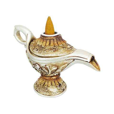 Magic Lamp Backflow Incense Burner – Decorative Genie Lamp Incense Cone Holder