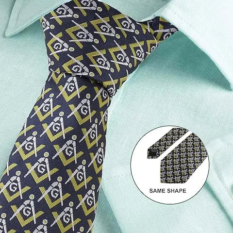 Men's Masonic Compass & Square Logo Necktie Trendy Zone 21