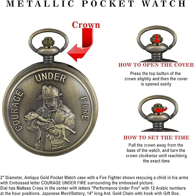 Fire Dept. Courage Under Fire Pocket Watch Trendy Zone 21