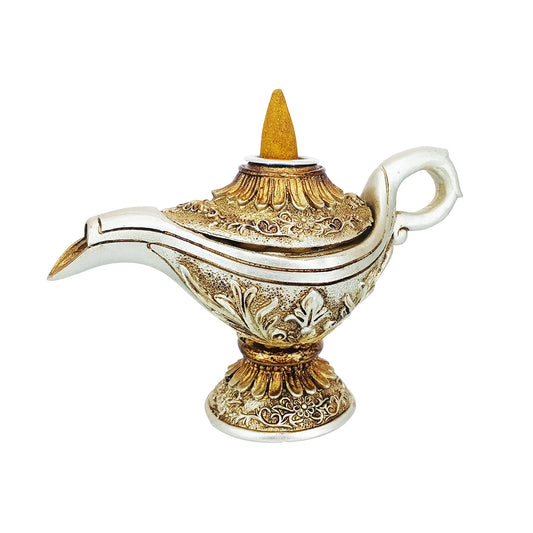 Magic Lamp Backflow Incense Burner – Decorative Genie Lamp Incense Cone Holder