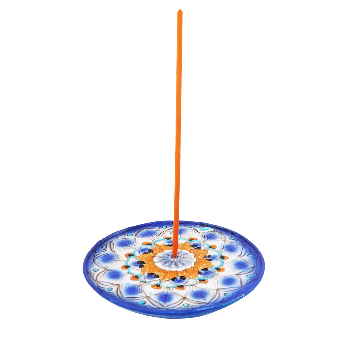 Mandala Incense Burner – 5 Inch Hand-Painted Cold Cast Resin Holder for Stick