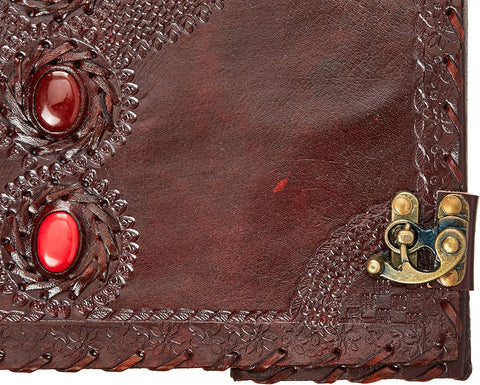 Massive Mystic Leather Journal with 7 Chakra Stones – 13.5 x 18 Inch Multicolor Handmade Writing Journal