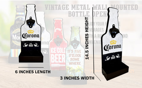 Metal Crona Bottle Opener With Cap Collector Catcher