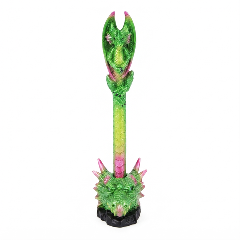 Green Dragon Pen in Dragon Head Base – Fantasy Dragon Desk Pen Holder