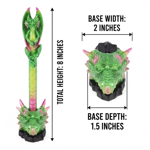 Green Dragon Pen in Dragon Head Base – Fantasy Dragon Desk Pen Holder
