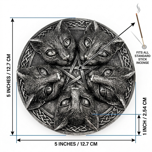Cats Pentagram Incense Burner – Decorative Stick Incense Holder