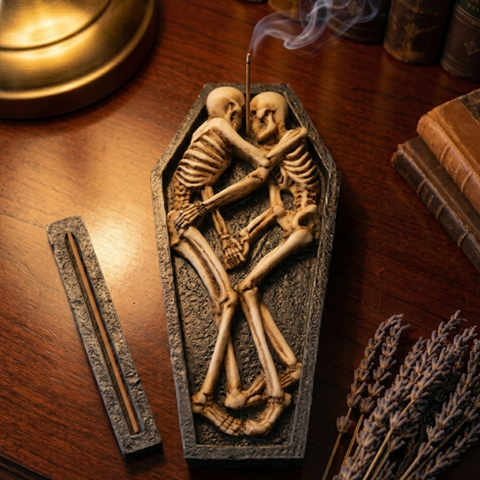 Skeletons in Casket Incense Burner – Decorative Stick Incense Holder