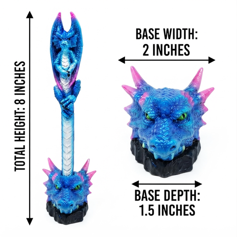 Blue Dragon Pen in Dragon Head Base – Fantasy Dragon Writing Pen