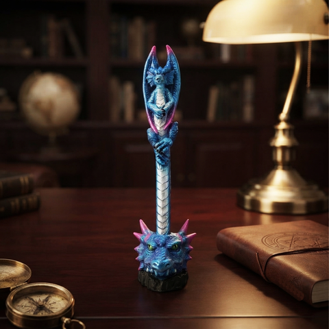 Blue Dragon Pen in Dragon Head Base – Fantasy Dragon Writing Pen