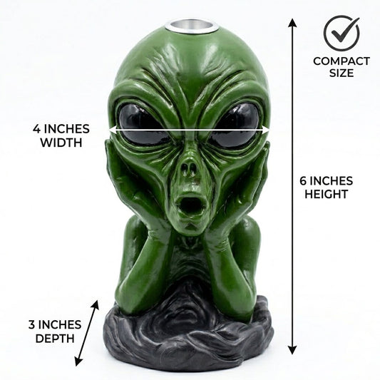Green Alien Backflow Incense Burner – Decorative Incense Cone Holder