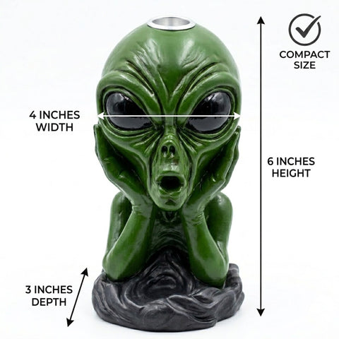 Green Alien Backflow Incense Burner – Decorative Incense Cone Holder