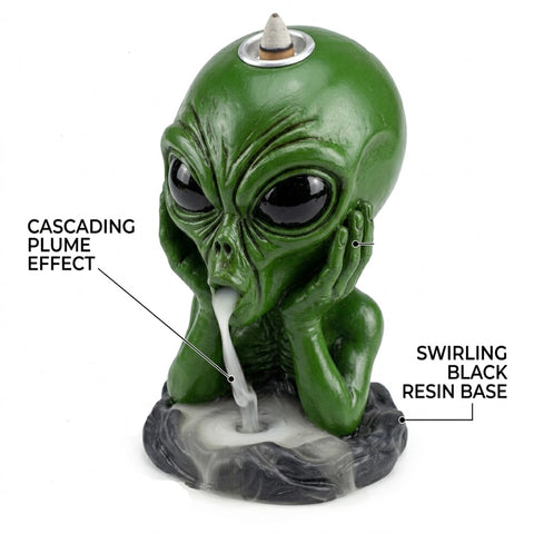 Green Alien Backflow Incense Burner – Decorative Incense Cone Holder