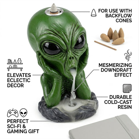 Green Alien Backflow Incense Burner – Decorative Incense Cone Holder