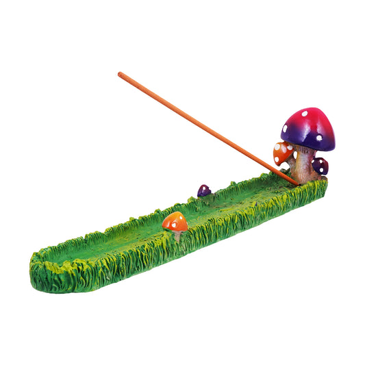 Mushroom-Shaped Incense Burner – 11 x 1.5 Inch Hand-Painted Resin Holder for Stick