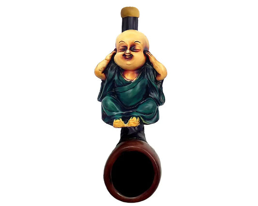 SMALL RESIN SMOKING PIPE SHAPED LIKE BUDDHA IN HEAR NO EVIL POSE Trendy Zone 21