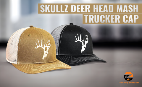 Skullz Deer Head Mesh Trucker Cap Outdoor Adventures Sports, & Everyday Wear