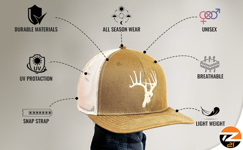 Skullz Deer Head Mesh Trucker Cap Outdoor Adventures Sports, & Everyday Wear