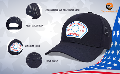 USA Cap Est 1776 Mash Trucker Adjustable Casual Wear Unisex Outdoor Cap