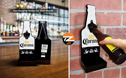 Metal Ice Cold Beer Bottle Opener With Cap Collector Catcher