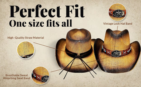 Western Cowboy Hat with Wide Brim Outdoor Adventures & Casual Wear