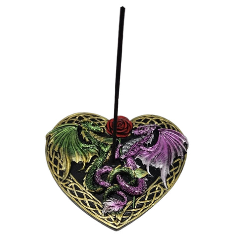 Two Dragons Heart Incense Burner – Decorative Stick Incense Holder