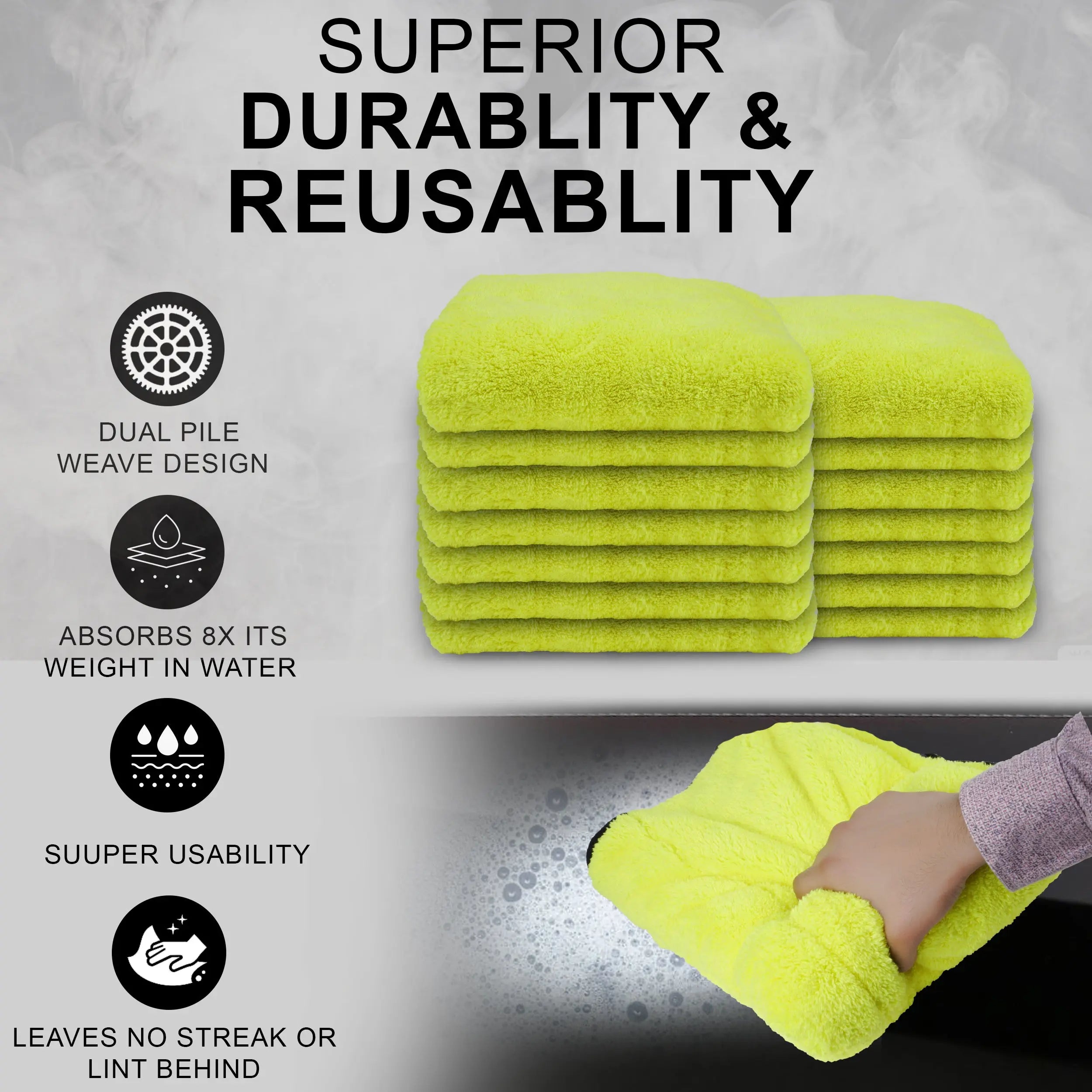 Dual-Sided Car Washing and Detailing Towels