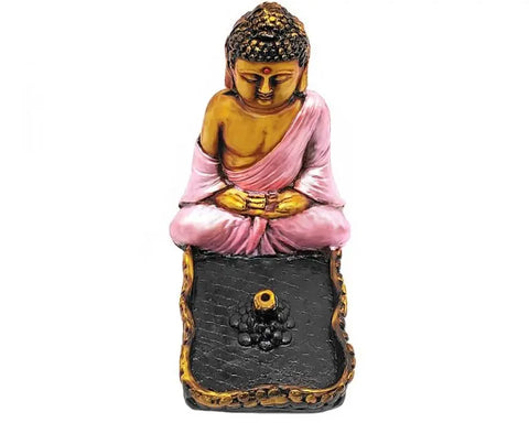 Tibet Buddha Shaped Handmade Resin Incense Burner(Pink) Trendy Zone 21