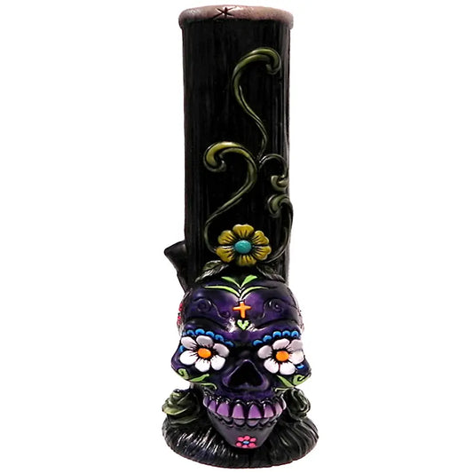 Purple Sugar Skull Water Pipe Handcrafted Trendy Zone 21