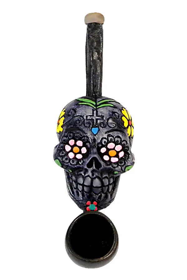 Sugar Skull Grey Small Pipe Handcrafted Trendy Zone 21