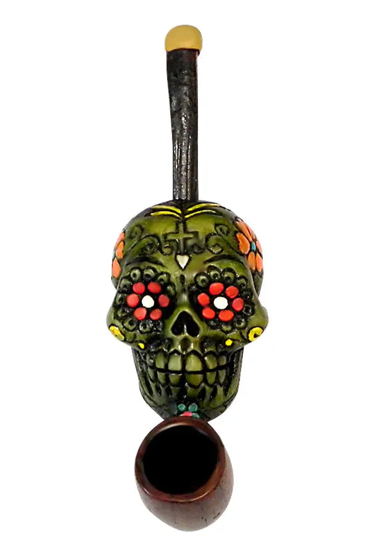 Sugar Skull Lime Small Pipe Handcrafted Trendy Zone 21