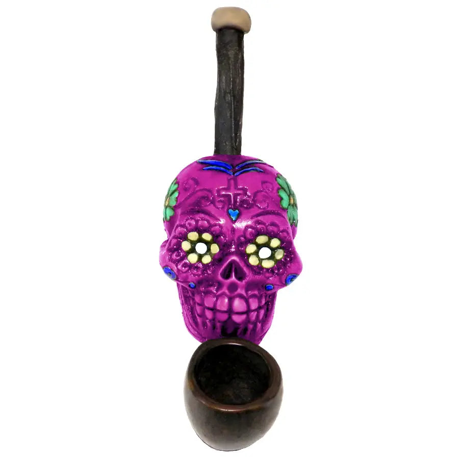 Sugar Skull Lime Small Pipe Handcrafted Trendy Zone 21