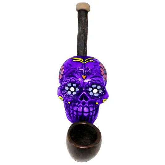 Sugar Skull Purple Small Pipe Handcrafted Trendy Zone 21