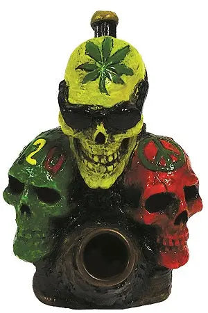 Triple Rasta Skulls Pipe Trendy Zone 21