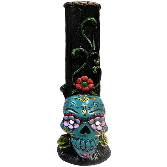 Turq Sugar Skull Base Water Pipe Handcrafted Trendy Zone 21