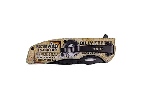 Billy the Kid Wanted Dead or Alive Pocket Knife - 4.75" Blade Trendy Zone 21