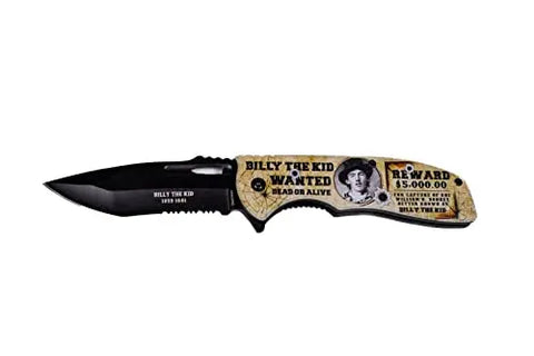 Billy the Kid Wanted Dead or Alive Pocket Knife - 4.75" Blade Trendy Zone 21