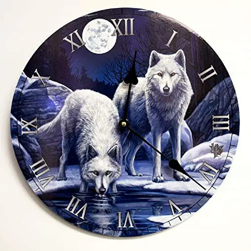 Warriors of Winter White Wolf Fantasy Home Decoration Picture Lisa Parker Wall Clock 3025 Trendy Zone 21